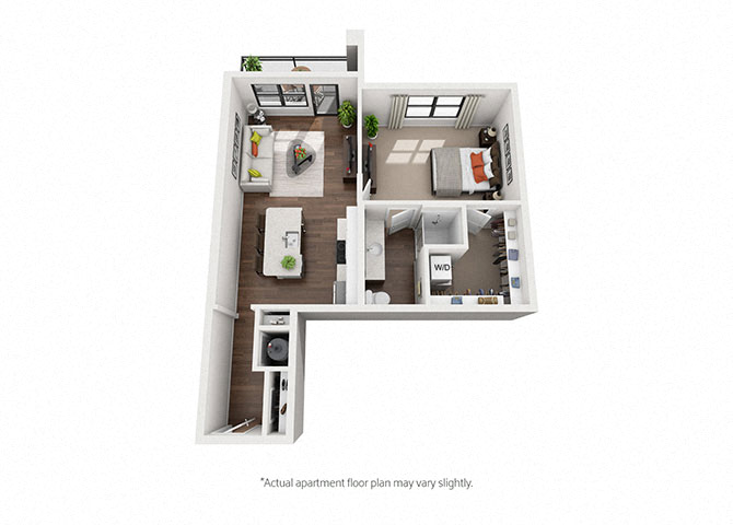 Floor plan for studio, 1 bath, 754 sqft