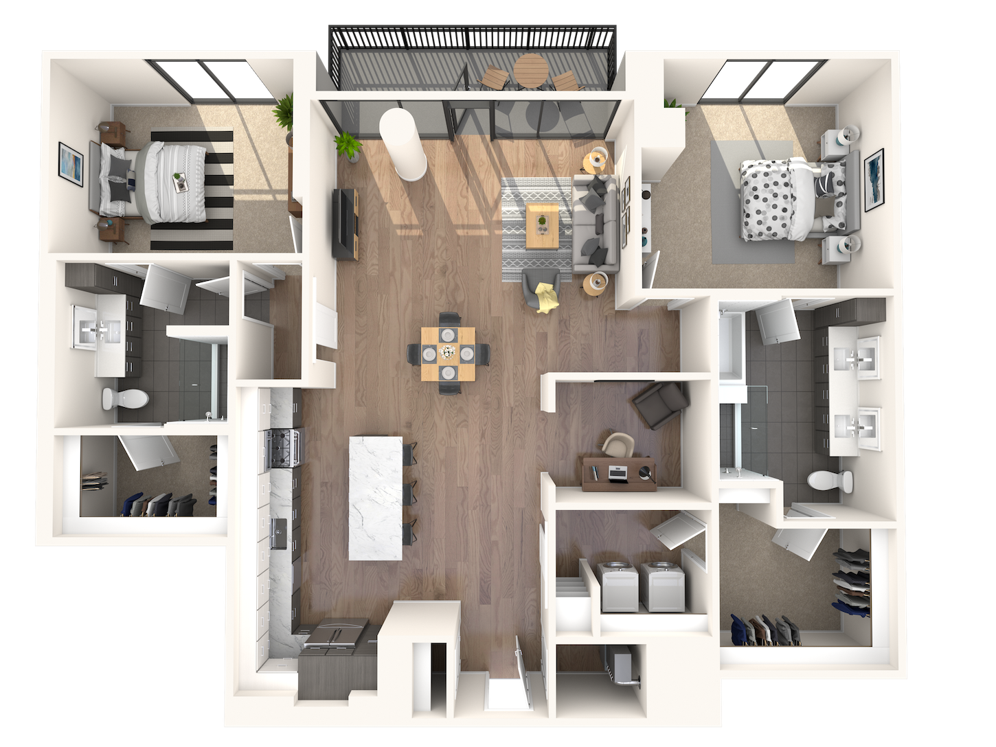 Floor plan for 2 beds, 2 baths, 1680 sqft