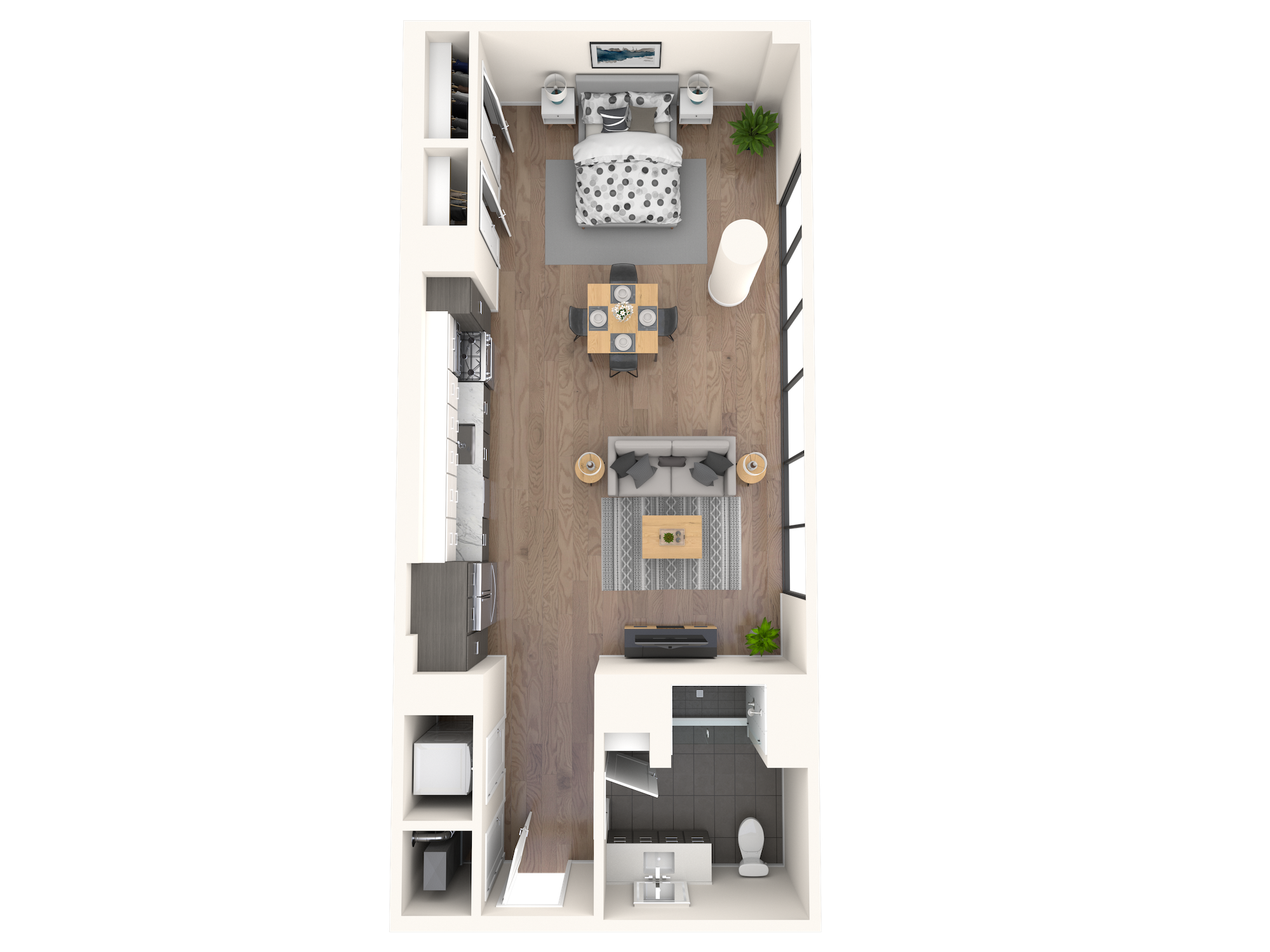 Floor plan for studio, 1 bath, 772 sqft