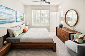 Tampa apartment for rent - Bainbridge at Westshore Marina Bedroom with Carpet Flooring and Ceiling Fan
