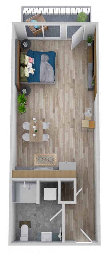 Floor plan for studio, 1 bath, 430 sqft