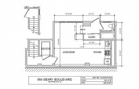 Floor plan for studio, 1 bath, 508 sqft