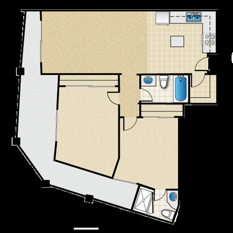 Floor plan for 2 beds, 2 baths, 900 sqft
