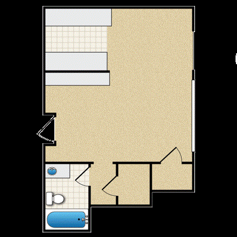 Floor plan for studio, 1 bath, 460 sqft