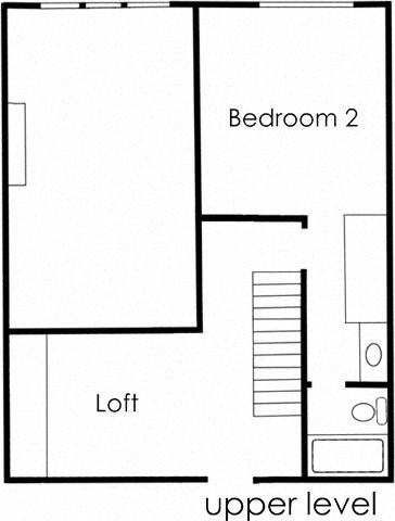 Floor plan for 2 beds, 2 baths, 1075 sqft