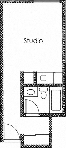 Floor plan for studio, 1 bath, 324 sqft