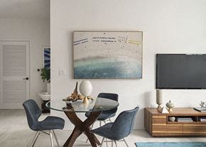 Jersey City apartment for rent - a dining room with a table and a tv