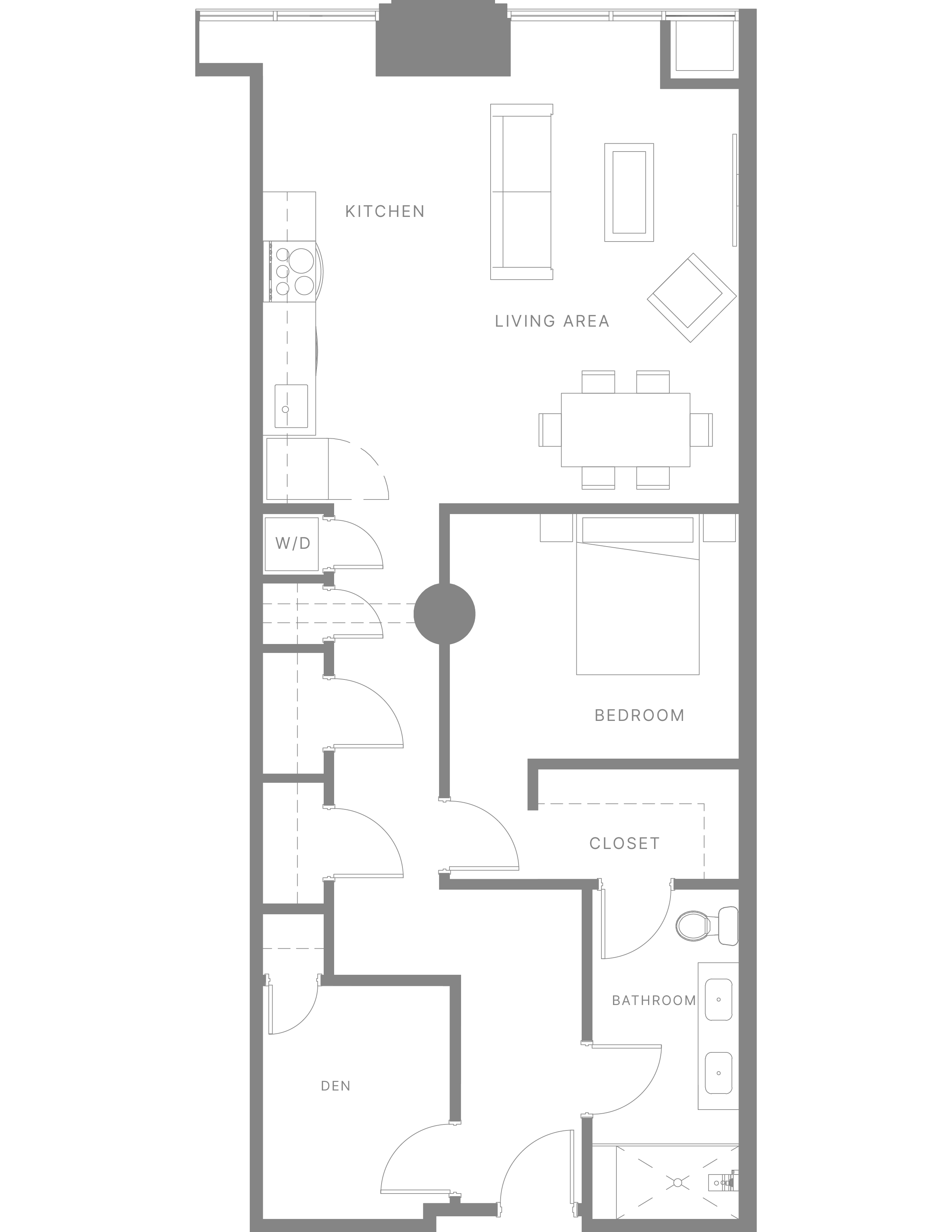 Floor plan for 1 bed, 1 bath, 1120 sqft