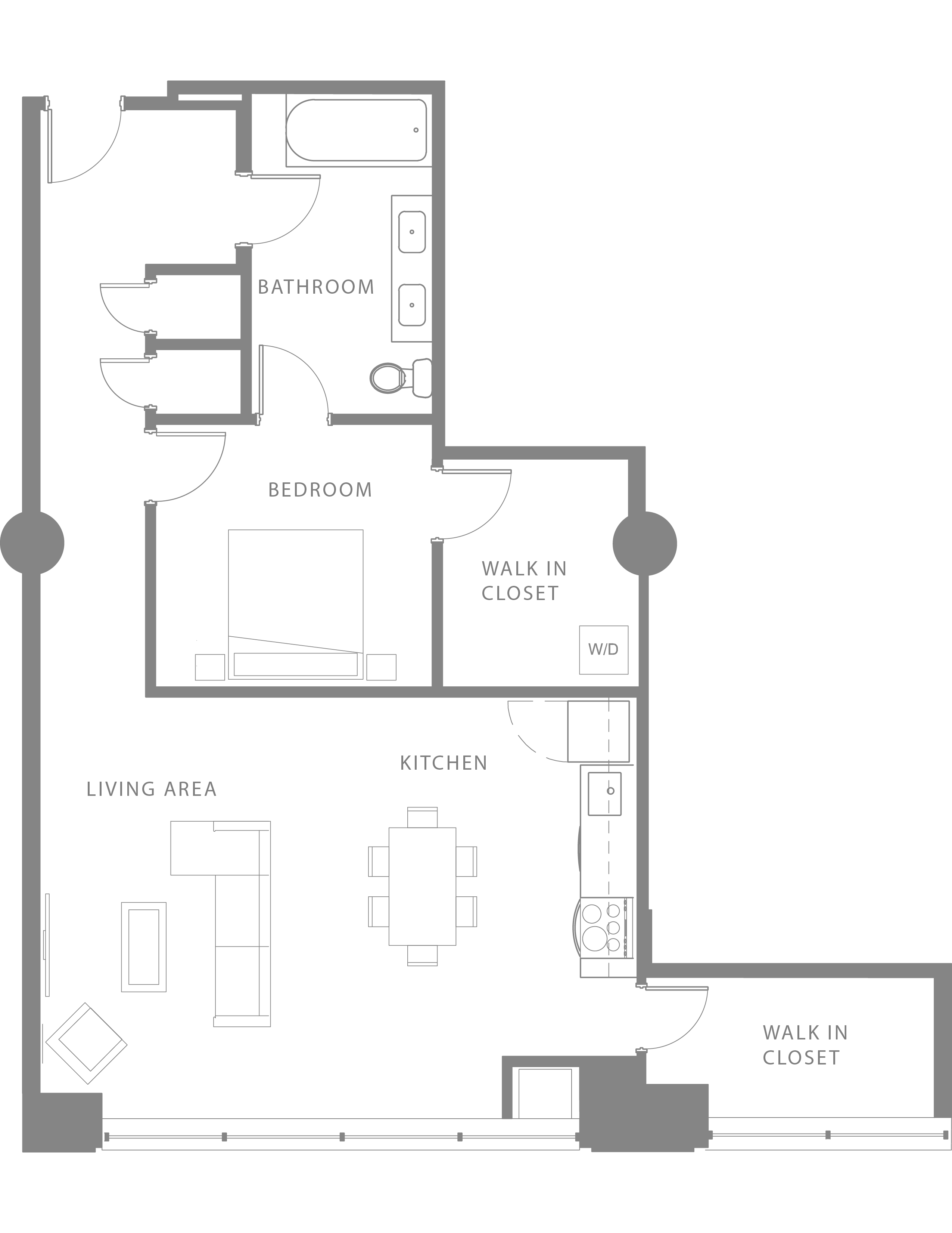 Floor plan for 1 bed, 1 bath, 1170 sqft