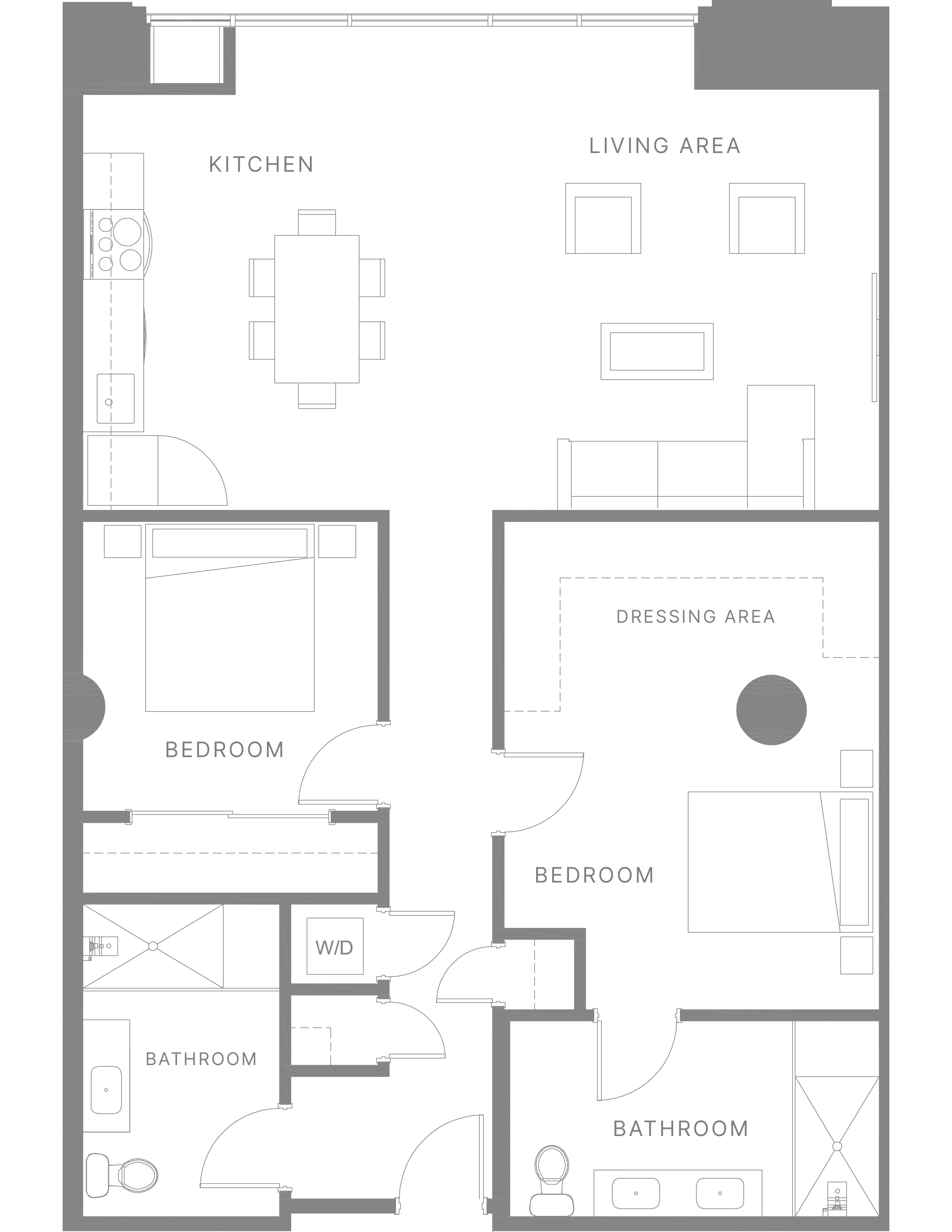 Floor plan for 2 beds, 2 baths, 1450 sqft