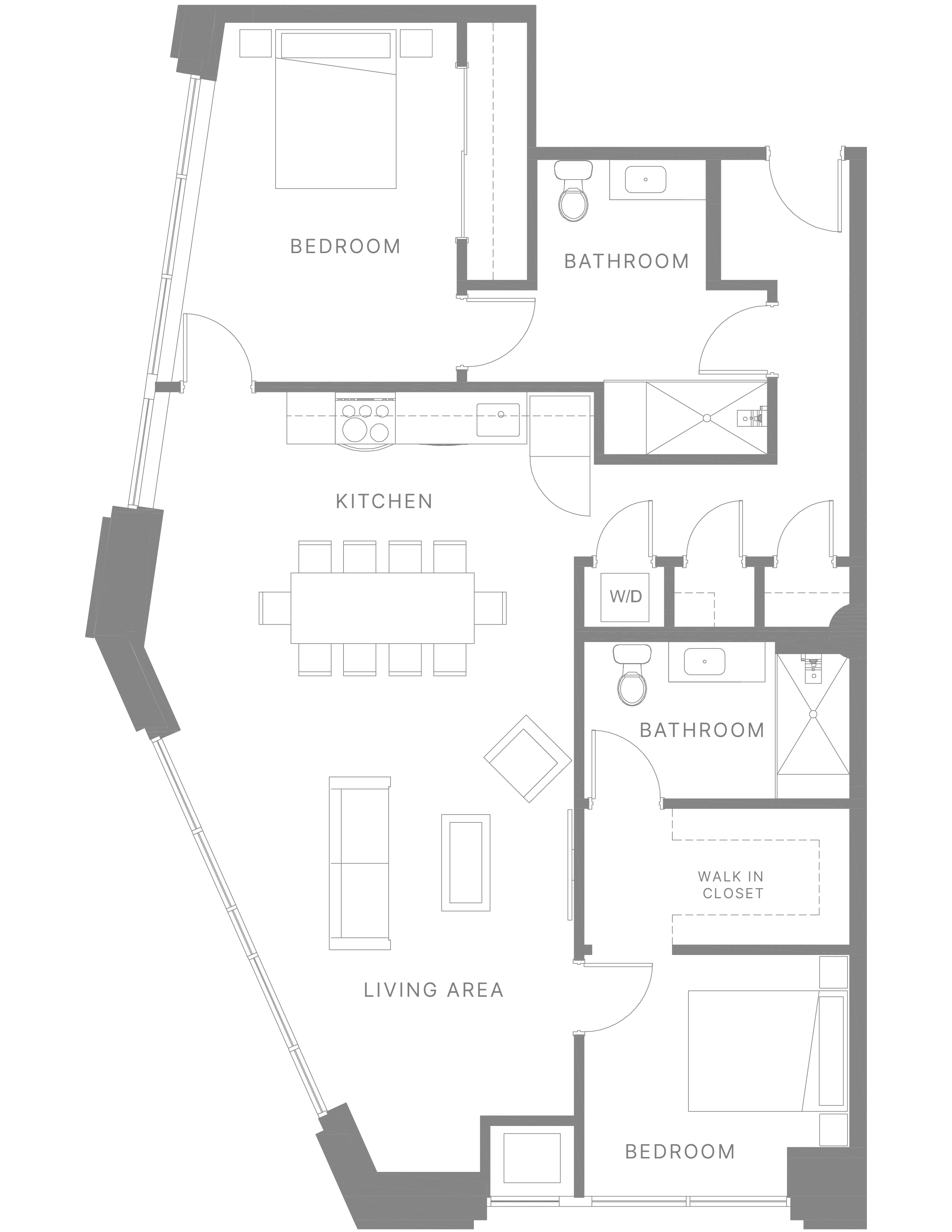 Floor plan for 2 beds, 2 baths, 1490 sqft
