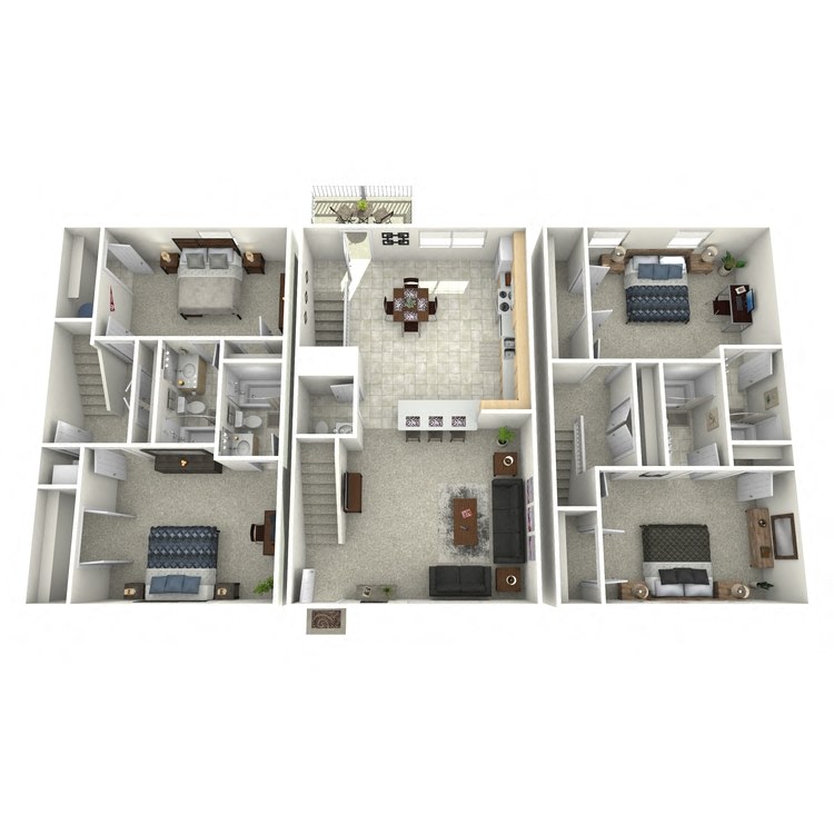 Floor plan for 4 beds, 4.5 baths, 2000 sqft