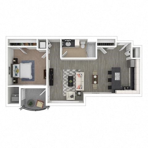 Floor plan for 1 bed, 1 bath, 804 sqft