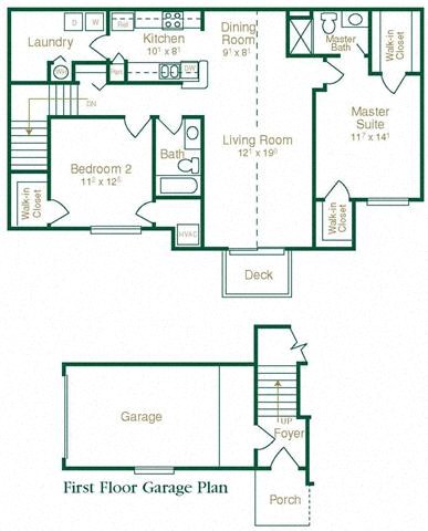 Floor plan for 2 beds, 2 baths, 1222 sqft