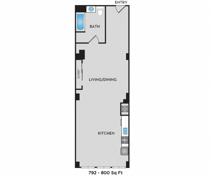 Floor plan for studio, 1 bath, 1396 sqft