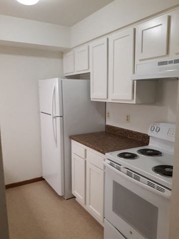 Sussex apartment for rent - A white refrigerator and stove in a kitchen.