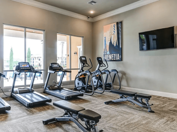 Fitness center with treadmills