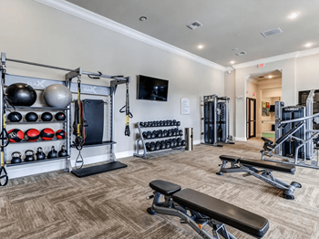 Fitness center with free weights