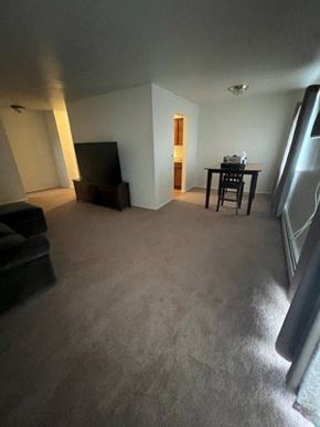 Arlington apartment for rent - A living room with a couch, a television, and a dining table.