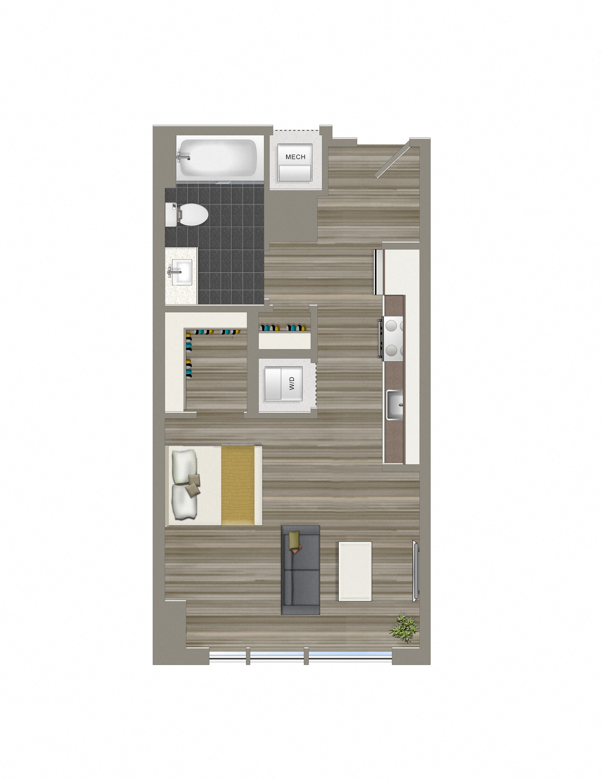 Floor plan for studio, 1 bath, 462 sqft
