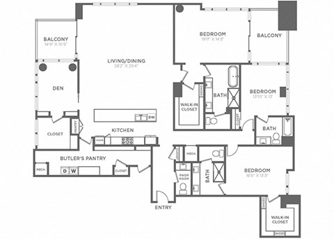 Floor plan for 3 beds, 3.5 baths, 3275 sqft