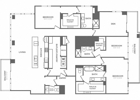 Floor plan for 3 beds, 3.5 baths, 3300 sqft