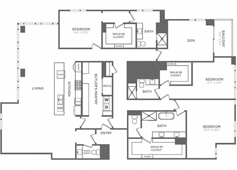 Floor plan for 3 beds, 3.5 baths, 3623 sqft