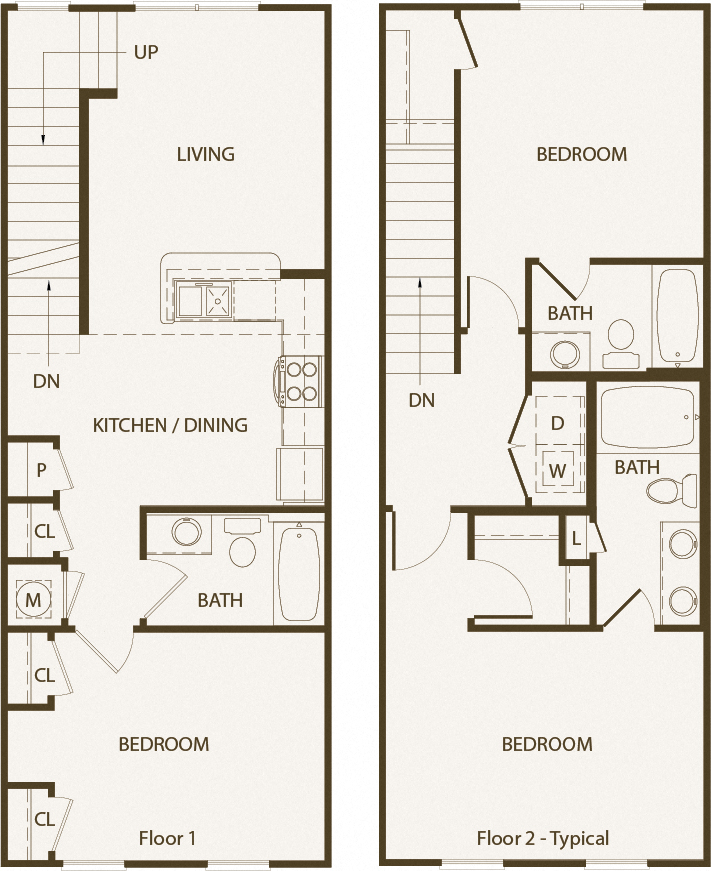 Floor plan for 3 beds, 3 baths