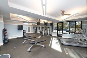 Covington apartment for rent - a gym with treadmills and other exercise equipment and windows