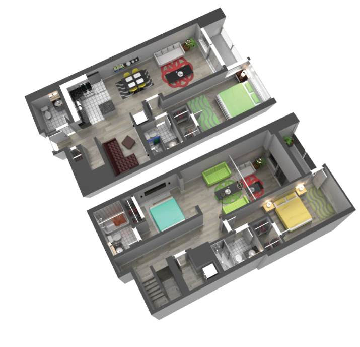 Floor plan for 3 beds, 4 baths, 1672 sqft
