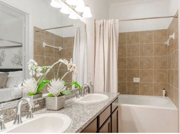 Large soaking tub in master bathroom