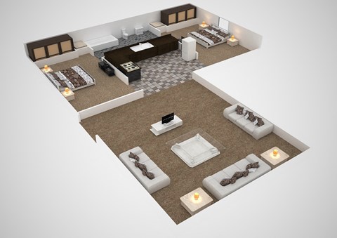 Floor plan for 2 beds, 1 bath, 650 sqft