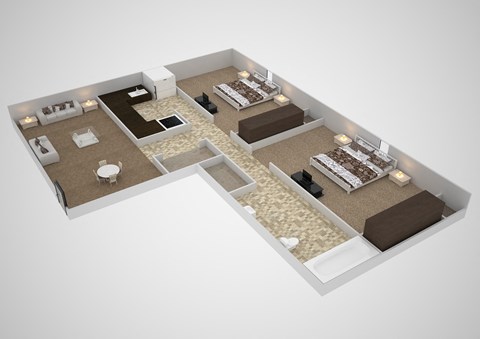 Floor plan for 2 beds, 1.5 baths, 895 sqft