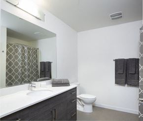 Seattle apartment for rent - a bathroom with a sink and a toilet and a mirror