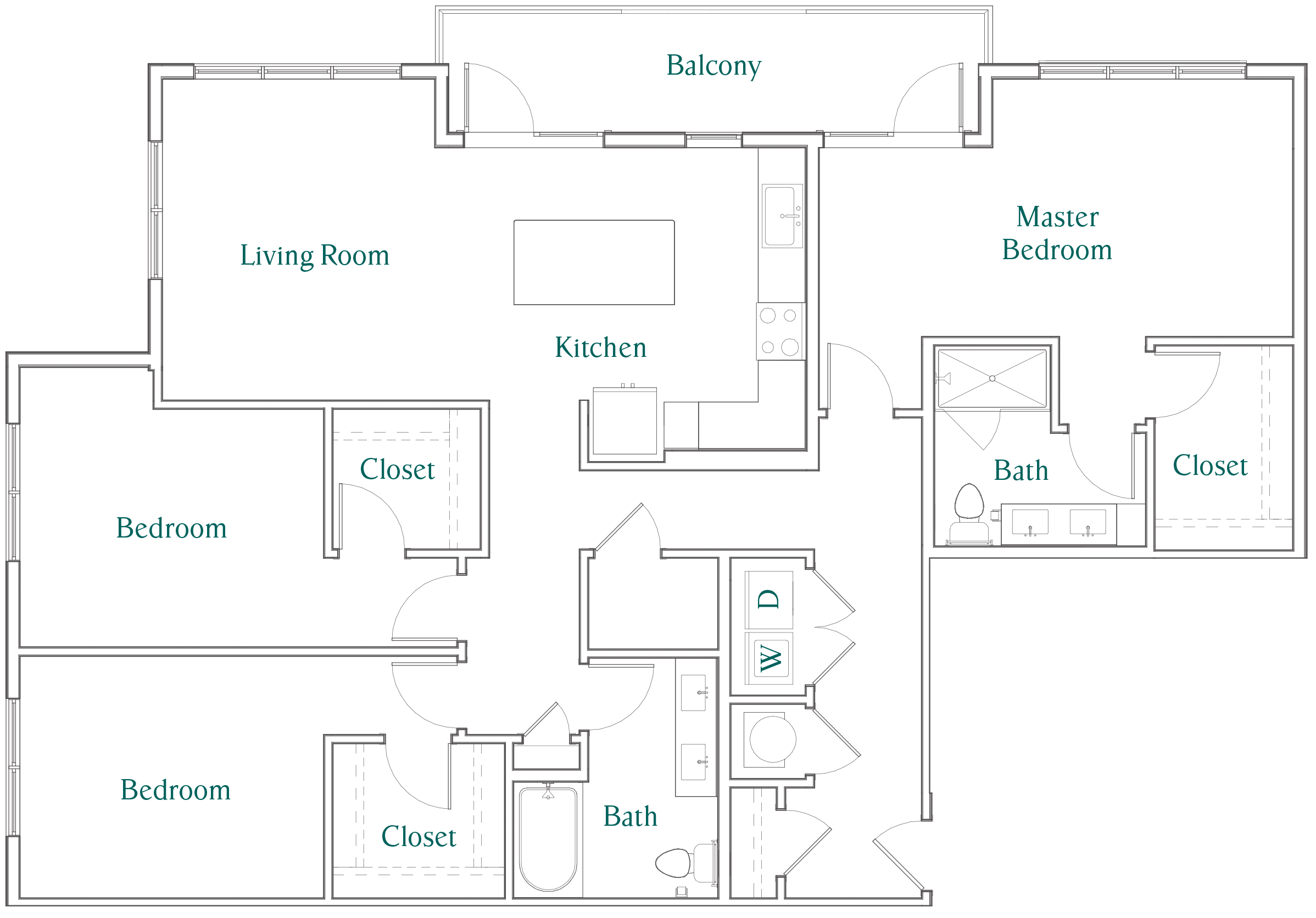 Floor plan for 3 beds, 2 baths, 1655 sqft