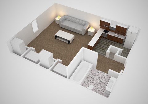 Floor plan for studio, 1 bath, 430 sqft