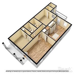 Goldsboro apartment for rent - A 3D rendered image of a house layout.