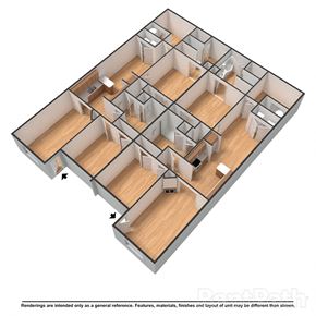 Wake Forest apartment for rent - A 3D rendered image of a building layout.