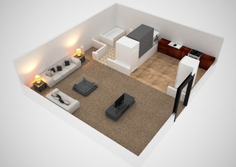 Floor plan for studio, 1 bath, 420 sqft