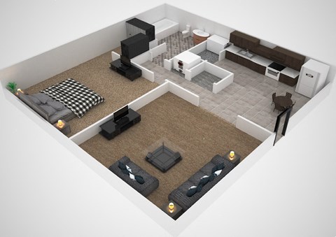 Floor plan for 1 bed, 1 bath, 620 sqft