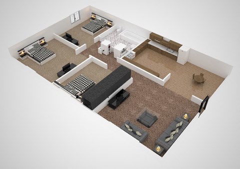 Floor plan for 3 beds, 1 bath, 930 sqft