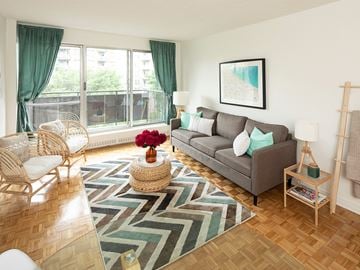 Ottawa apartment for rent - a living room with a couch and a rug