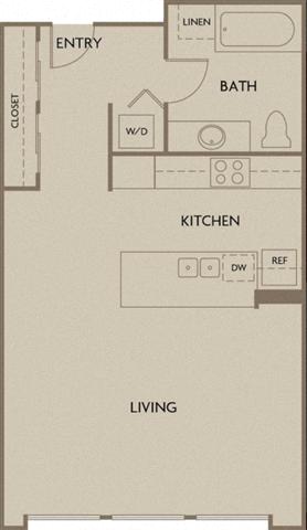Floor plan for studio, 1 bath, 700 sqft