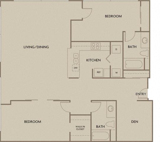 Floor plan for 2 beds, 2 baths, 1688 sqft