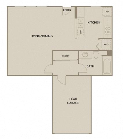 Floor plan for studio, 1 bath, 575 sqft