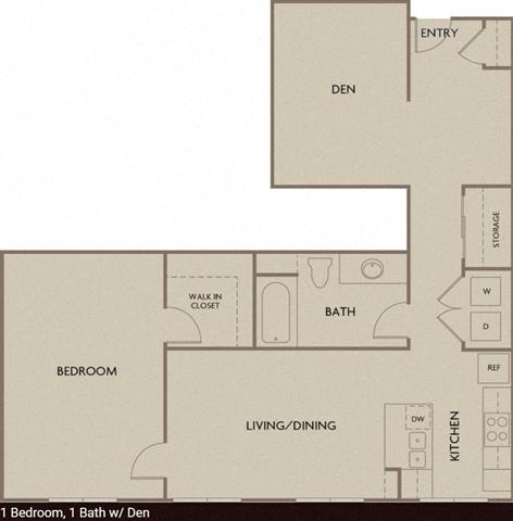 Floor plan for 1 bed, 1 bath, 1093 sqft