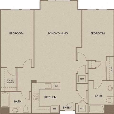 Floor plan for 2 beds, 2 baths, 1339 sqft