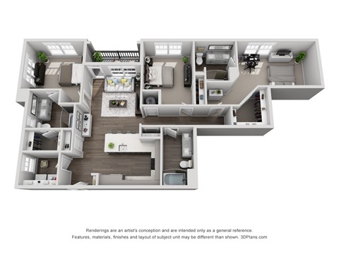 Floor plan for 3 beds, 3 baths, 1559 sqft