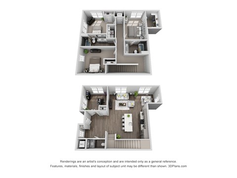 Floor plan for 3 beds, 2.5 baths, 2062 sqft