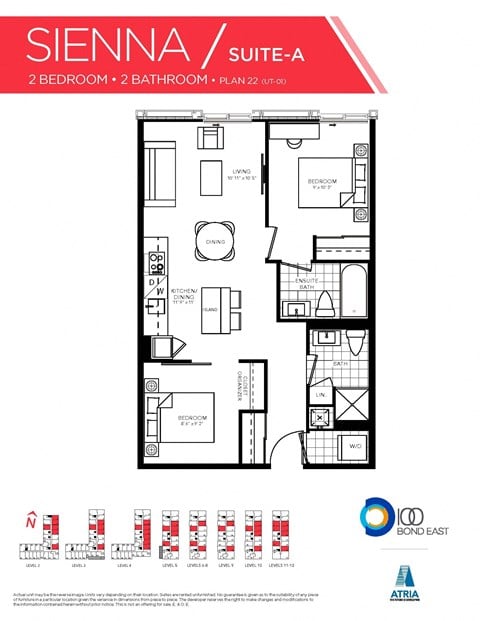 Floor plan for 2 beds, 2 baths, 846 sqft